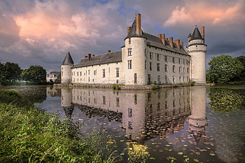 Chateau Du Plessis-Bourre, France, castle, france, reflection, water HD wallpaper
