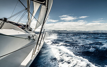 white sails, yacht, seascape, sailboat, waves, yacht in the sea HD wallpaper