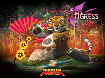 Cartoon, Panda Kung-Fu, Tigers HD wallpaper