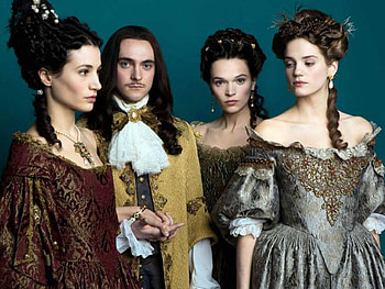 Versailles (2015), elisa lasowski, man, george blagden, marie therese, versailles, girl, people, woman, henriette, louis XIV, tv series, anna brewster, actor, noemie schmidt, montespan, queen HD wallpaper