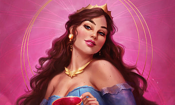 Queen, tarot, queen of cups, pink, fantasy, girl, mayara sampaio HD wallpaper