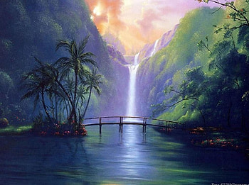 Waterfall, waterfalls, 3d HD wallpaper