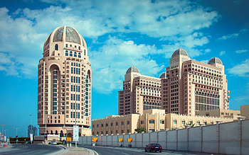 Doha skyscrapers, Modern architecture, St. Regis luxury, High-resolution ry HD wallpaper