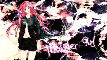 Thunder Girl, awesome, artistic, nice, aqua eyes, sexy, white, art, hot, girl, singer, aqua, pink hair, purple, anime, pretty, megurine, virtual, luka, black, cute, vocaloid, beauty, abstract, vocaloids, megurine luka, sparks, program, beautiful, diva, lightning, thunder, pink, cool, idol HD wallpaper