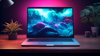 Laptop with Mystical Landscape, technology, laptop HD wallpaper