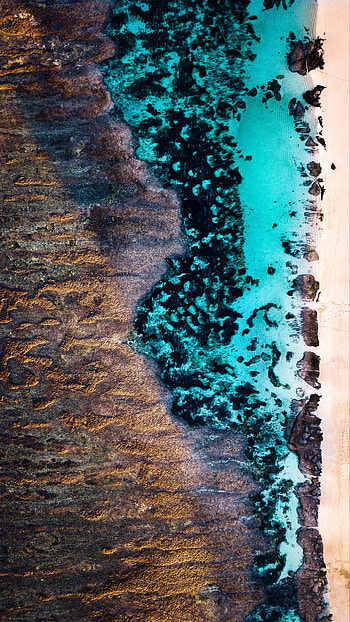 water, sand, aerial, ocean, artistic, nature HD phone wallpaper