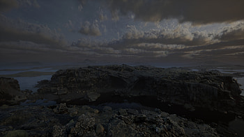 virtual reality, coast, rock, water HD wallpaper