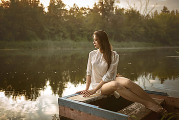 Girl Boat Evening graphy , girls, model HD wallpaper