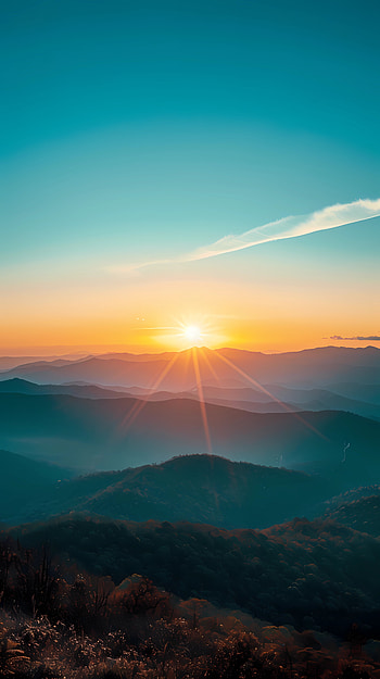 Sunset landscape, horizon, sun, landscape HD phone wallpaper