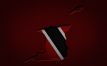 Trinidad and Tobago map, , North American countries, Trinidad and Tobago flag, red carbon background, Trinidad and Tobago map silhouette, North America, Trinidad and Tobago, flag of Trinidad and Tobago HD wallpaper