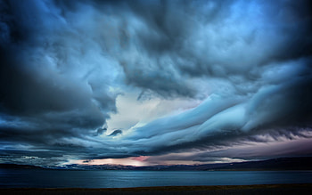 Nature, Sky, Sea, Clouds, Smooth, Surface, Gloomy, Blackness HD wallpaper