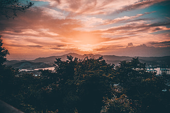 Landscape, Nature, Trees, Sunset, Sky, Clouds HD wallpaper
