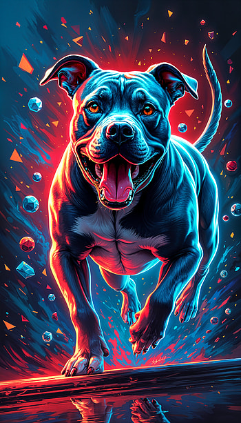Pitbull Power: A Dynamic , dog, Digital Art HD phone wallpaper