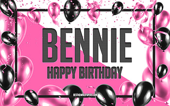 Happy Birtay Bennie, Birtay Balloons Background, Bennie, with names, Bennie Happy Birtay, Pink Balloons Birtay Background, greeting card, Bennie Birtay HD wallpaper