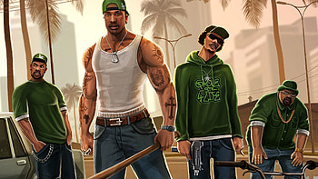 GTA San Andreas, Rockstar Games, art, Grand Theft Auto, game art, GTA, characters, OG Lock, San Andreas, artwork, CJ, video game, game, open world, gaming HD wallpaper