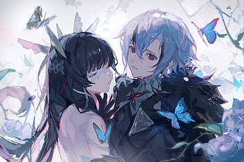 Arlecchino & Columbina: Genshin Impact Fantasy Duo, Arlecchino (Genshin Impact), Genshin Impact, Columbina (Genshin Impact) HD wallpaper