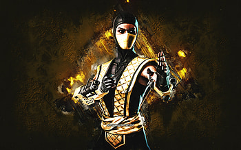 Kosplay Jacqui Briggs, Mortal Kombat Mobile, Kosplay Jacqui BriggsMK Mobile, Mortal Kombat, yellow stone background, Mortal Kombat Mobile characters, grunge art, Kosplay Jacqui Briggs Mortal Kombat HD wallpaper