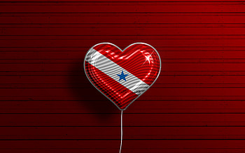 I Love Para, , realistic balloons, red wooden background, brazilian states, flag of Para, Brazil, balloon with flag, States of Brazil, Para flag, Para, Day of Para HD wallpaper