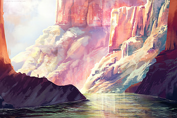 Standing At Grand Canyon River , canyon, river, artist, artwork, digital-art, deviantart HD wallpaper
