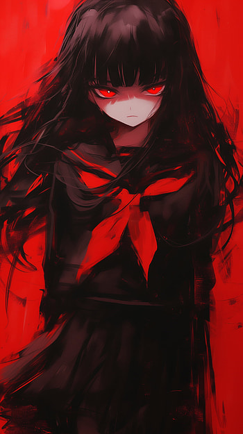 Crimson Fury - Anime, Anime, anime girl, dark anime, angry, red, red anime HD phone wallpaper