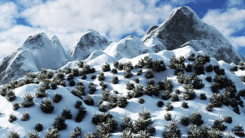 baby christmas trees on a mountain, winter, clouds, trees, mountain HD wallpaper