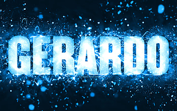Happy Birtay Gerardo, , blue neon lights, Gerardo name, creative, Gerardo Happy Birtay, Gerardo Birtay, popular american male names, with Gerardo name, Gerardo HD wallpaper