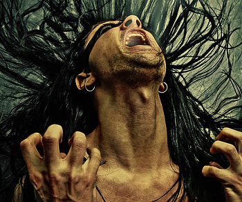scream, hands, long hair, men HD wallpaper