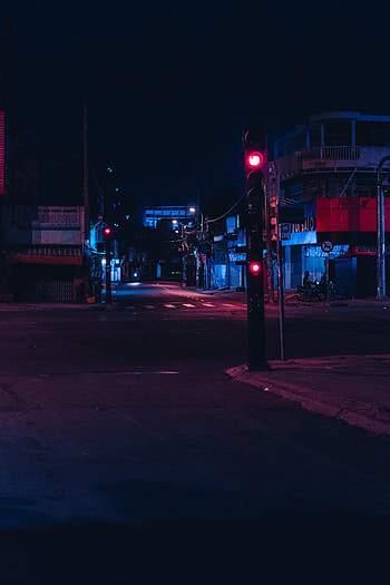 Night, City, Dark, Road, Street, Traffic Light HD phone wallpaper