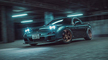 Mazda Rx7 Triple Black , mazda-rx7, mazda, cars, behance HD wallpaper
