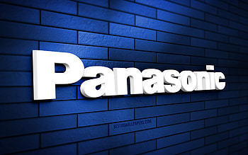 Panasonic 3D logo, , blue brickwall, creative, brands, Panasonic logo, 3D art, Panasonic HD wallpaper