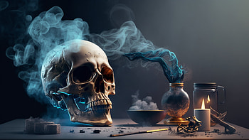 The table of death, AI Art, dark, skull HD wallpaper