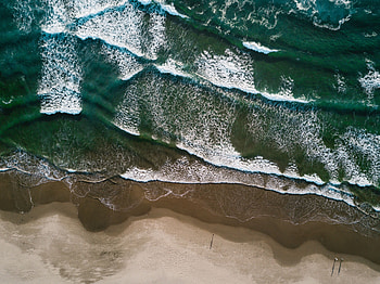 Nature, Waves, Sand, View From Above, Shore, Bank, Ocean, Foam, Surf HD wallpaper