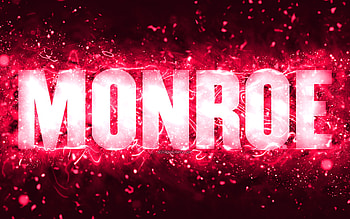 Happy Birtay Monroe, , pink neon lights, Monroe name, creative, Monroe Happy Birtay, Monroe Birtay, popular american female names, with Monroe name, Monroe HD wallpaper
