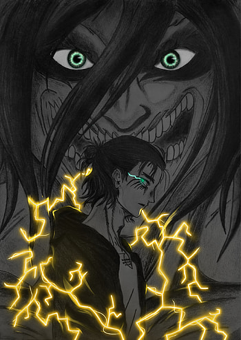 Eren Jaeger aot, art, green HD phone wallpaper