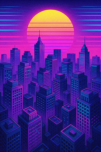 Neon Concrete Jungle | Sunset Metropolis | Synthwave Skyline | Vapor City Nights, cityscape, skyline, neon, retro HD phone wallpaper