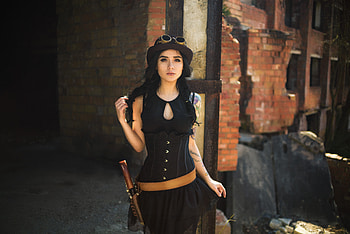 Tatto Hat Girl In Steampunk Fashion, girls, model, hat HD wallpaper