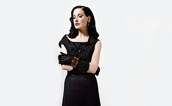 Just Dita, sexy, black, model, beautiful, gloves, people, dress HD wallpaper