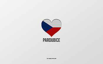 I Love Pardubice, Czech cities, Day of Pardubice, gray background, Pardubice, Czech Republic, Czech flag heart, favorite cities, Love Pardubice HD wallpaper