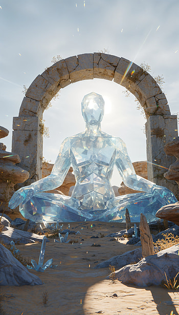 Forgotten Glass God / Silent Arch Deity / Crystal Shrine, meditation, arch, ruin HD phone wallpaper