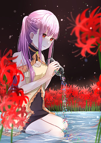 Anime, Flowers, Rivers, Sight, Opinion, Girl HD phone wallpaper