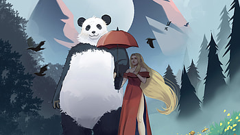 My Panda Friend, artist, artwork, digital-art, artstation HD wallpaper