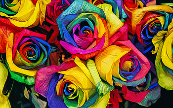 colorful roses, , vector art, abstract roses, beautiful flowers, roses drawing, flowers drawings, creative, abstract flowers, abstract colorful roses HD wallpaper