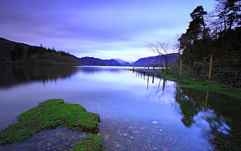 Lake view, landscape, colors, grass, lake, clouds, view, nature, sky, mountains HD wallpaper