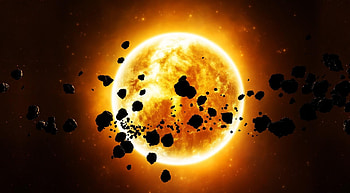 Universe, Sun, Shine, Light, Star, Asteroids HD wallpaper