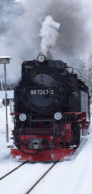 locomotive, snow, vehicle, winter, train HD phone wallpaper