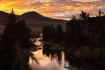 Nature, Water, Rivers, Trees, Sunset, Mountains HD wallpaper