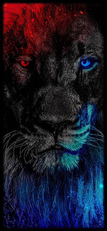 Lion, Red, Blue HD phone wallpaper