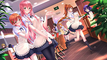Welcome, Anime girls, Restaurant, Waitress, Busy, Serving HD wallpaper