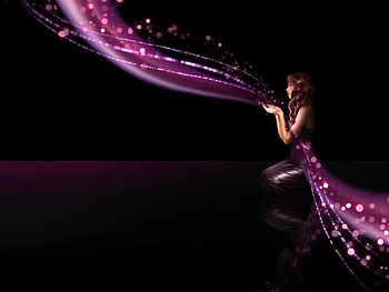 The Magic Within by sugargirl, purple, magic, flowing, fantasy, girl HD wallpaper