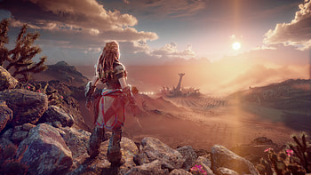 Horizon Forbidden West Girl Rocks Clouds HD wallpaper